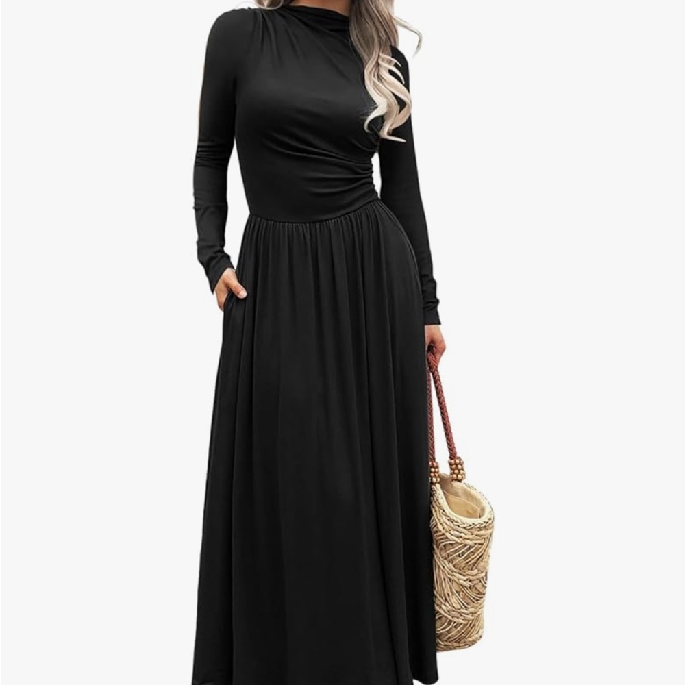 GREEN Elegant Black Long Sleeve Dress